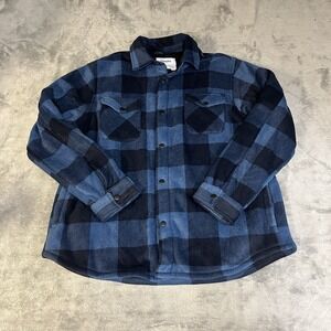 Sonoma Men's Arctic Fleece Shirt Jacket Button L Blue Black Plaid NWT